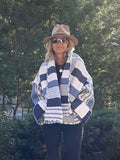 Quilt coat jacket , Blue stripes, OOAK