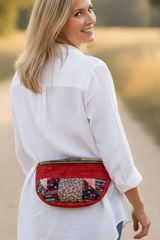 Vintage quilt Crossbody bag- fanny pack -indigo calico
