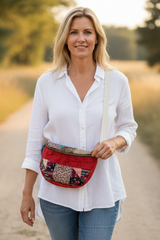 Vintage quilt Crossbody bag- indigo calico