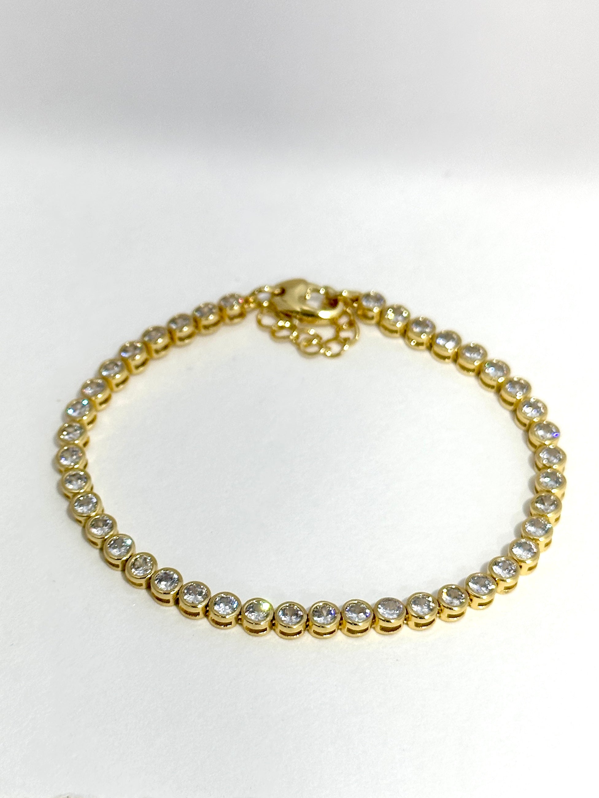 CZ bezel set diamond tennis bracelet