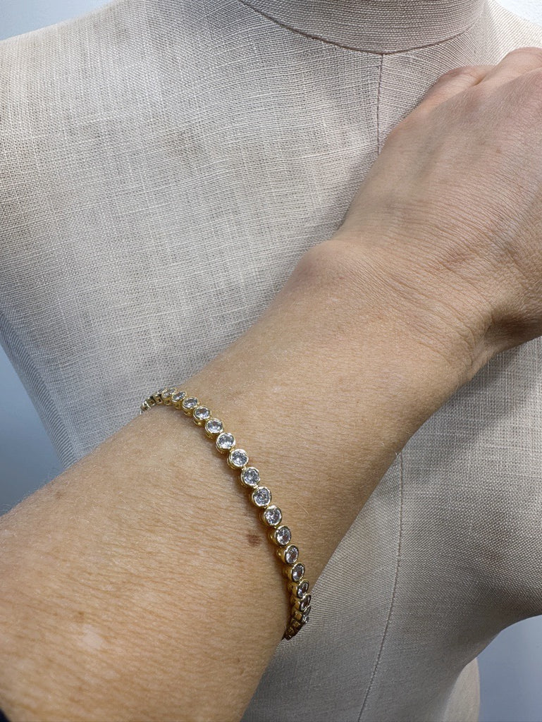 CZ bezel set diamond tennis bracelet