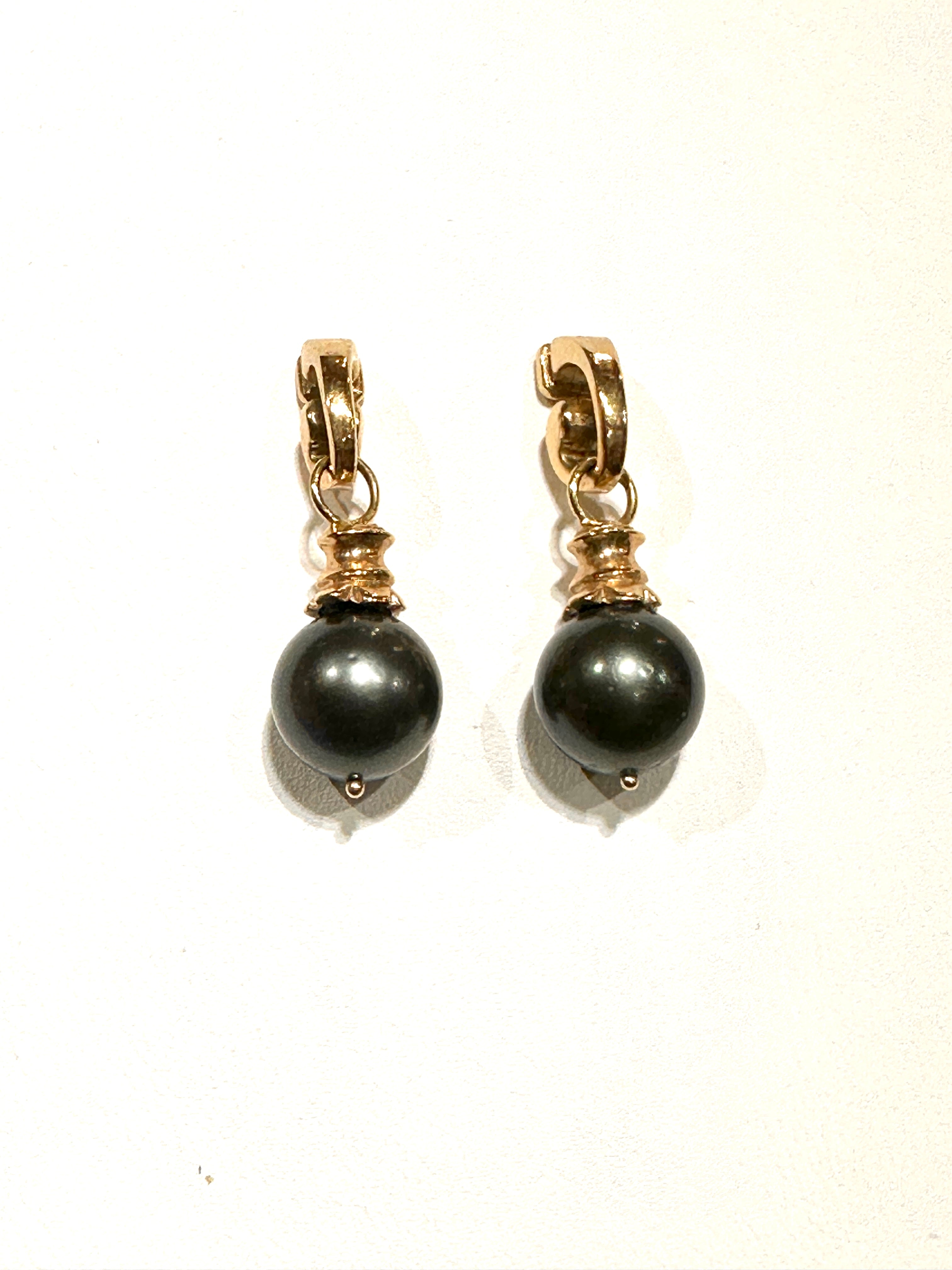 Tahitian pearl post/drop earrings