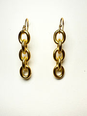 Five golden rings link chain earrings