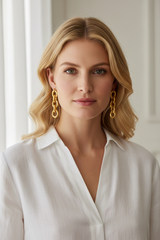 Five golden rings link chain earrings