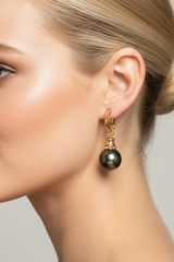 Tahitian pearl post/drop earrings