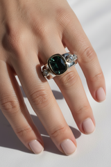Green tourmaline and diamond ring