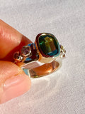 Green tourmaline and diamond ring