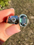 Green tourmaline and diamond ring