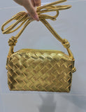 Little woven leather shoulder bag