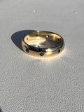 Blue sapphire  wide  band eternity 14k ring