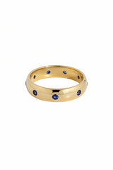 Blue sapphire  wide  band eternity 14k ring