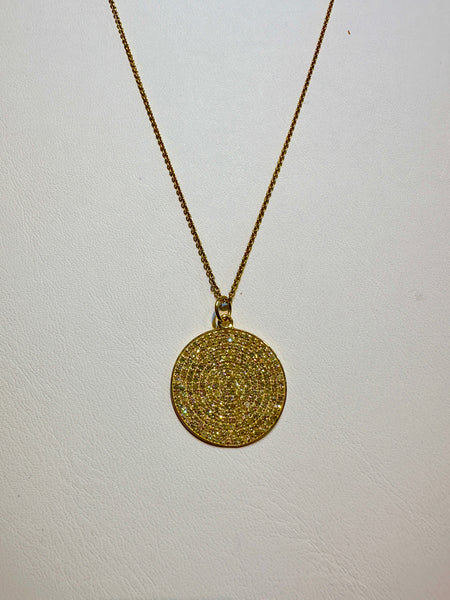 NEW! XL diamond disc 18k necklace