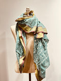 Silk edge Shawl scarf soft green