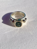 Green tourmaline and diamond ring