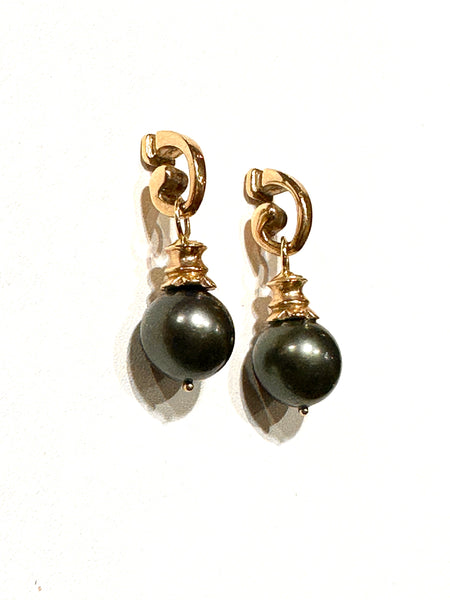 Tahitian pearl post/drop earrings