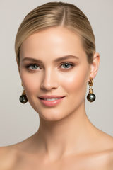 Tahitian pearl post/drop earrings