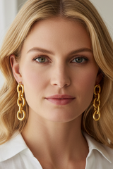 Five golden rings link chain earrings