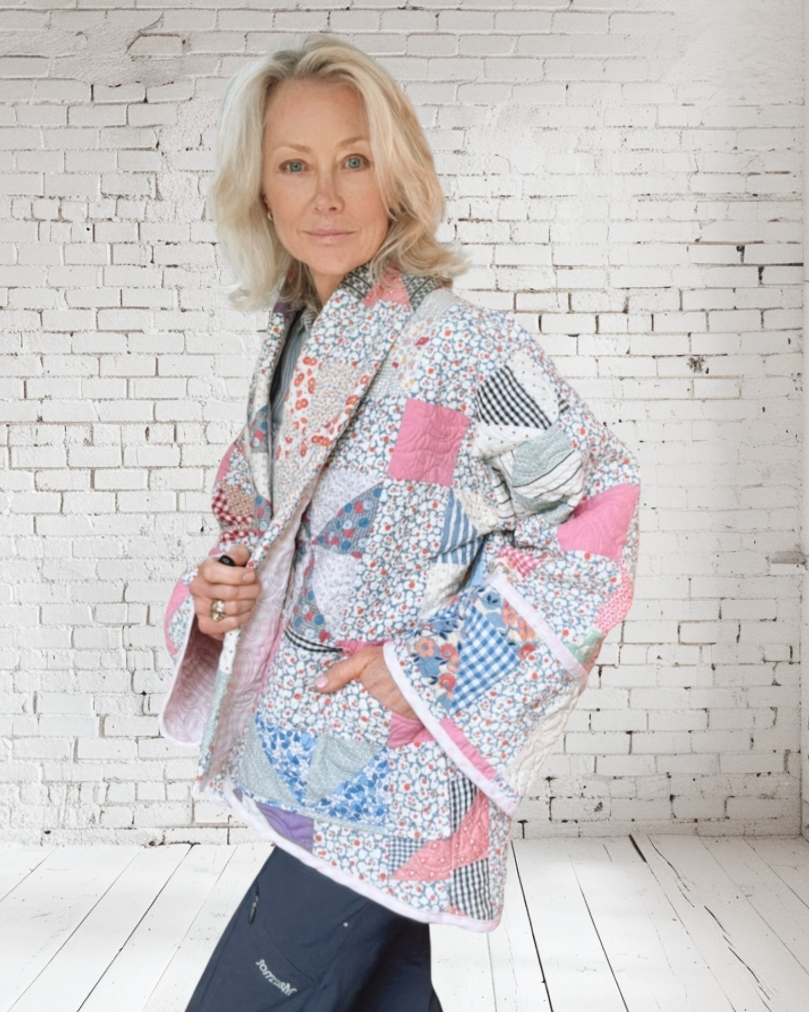 Quilt jacket “pink pinwheels “