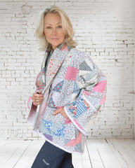 Quilt jacket “pink pinwheels “