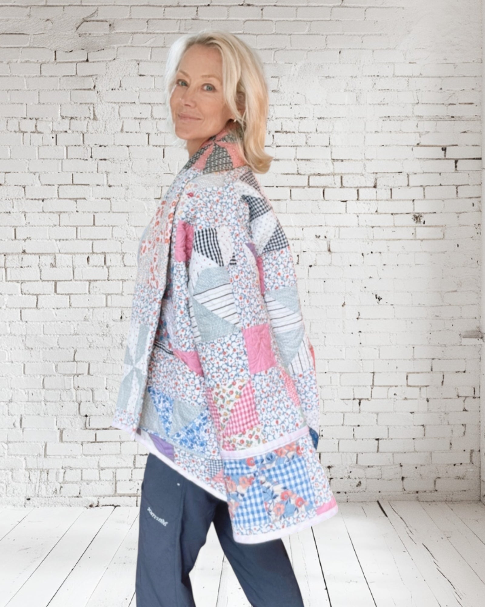Quilt jacket “pink pinwheels “