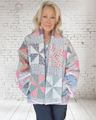 Quilt jacket “pink pinwheels “