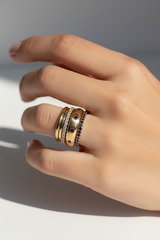 Blue sapphire  wide  band eternity 14k ring