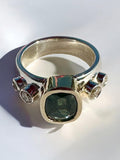 Green tourmaline and diamond ring