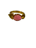 18k Green or pink tourmaline, diamond ring