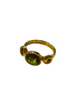 18k Green or pink tourmaline, diamond ring