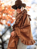 Caramel color Shawl ruffle wrap