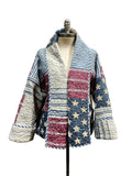 Quilt coat jacket "USA" OOAK -large size