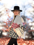 Quilt coat jacket "USA" OOAK -large size