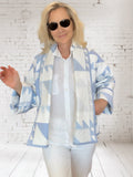 Cropped quilt jacket  "blue baskets"