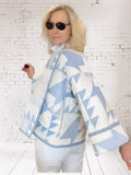 Cropped quilt jacket  "blue baskets"