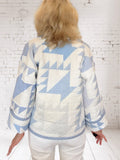 Cropped quilt jacket  "blue baskets"