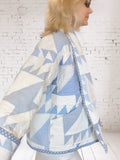 Cropped quilt jacket  "blue baskets"