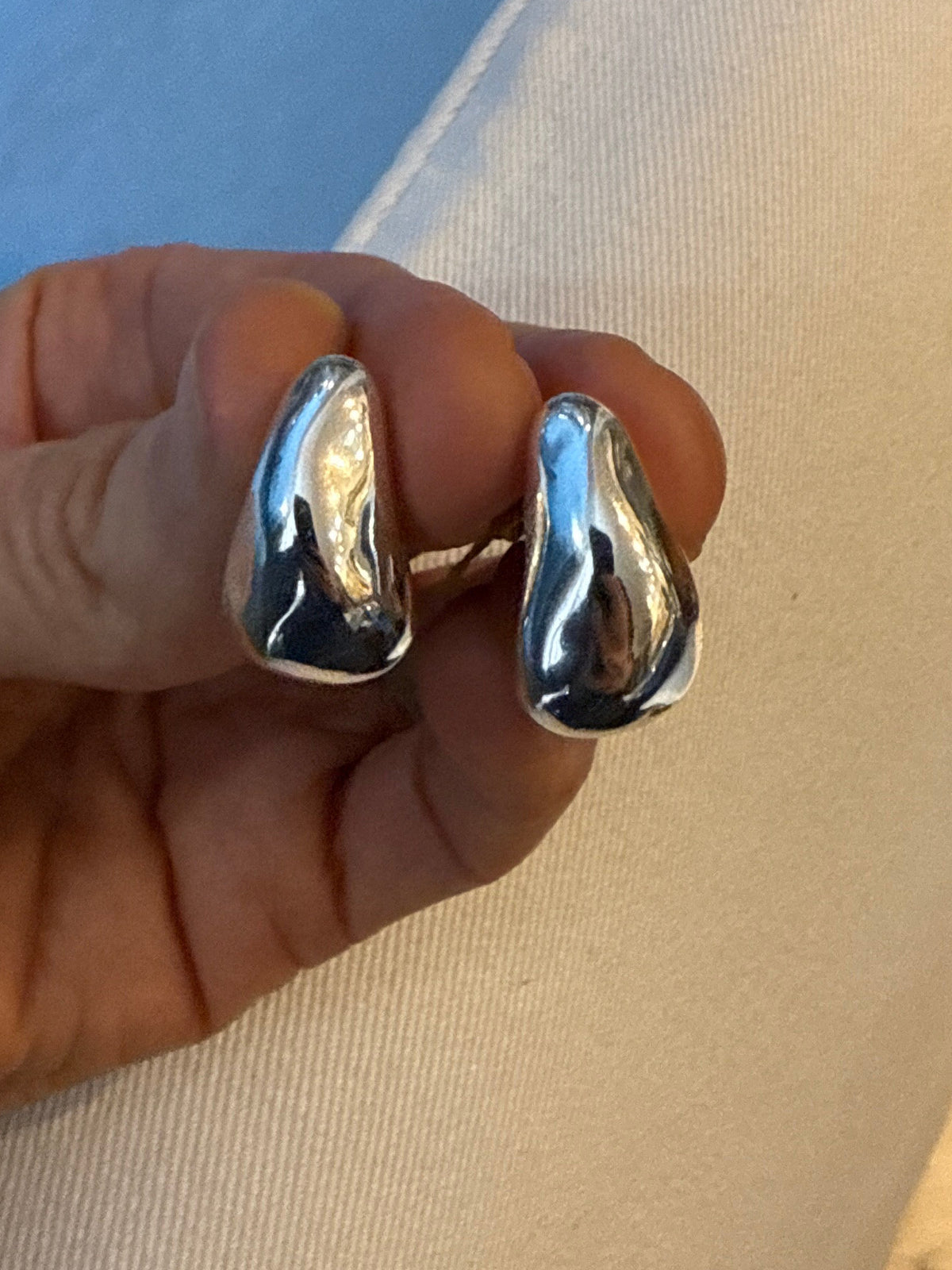 Sculptured Silver drop Earrings