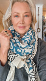 Silk edge Shawl scarf teal