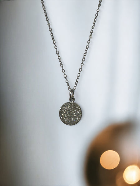 Small diamond Disc Pendant necklace