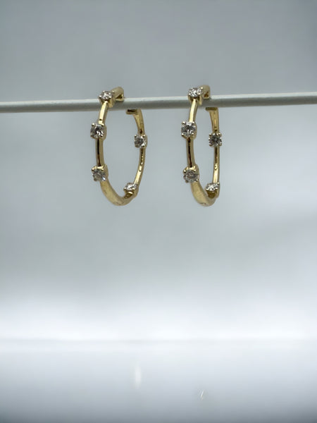 18k hoop 5 diamond, hoop earrings