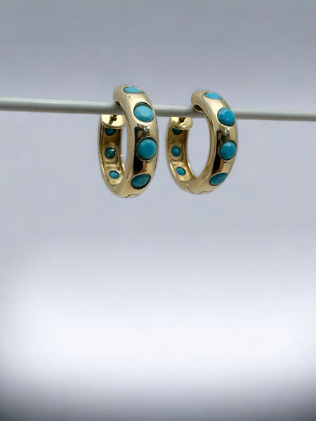 18k sleeping beauty turquoise hoop earrings