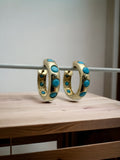 18k sleeping beauty turquoise hoop earrings