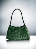 French style woven leather shoulder bag, sand