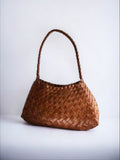 French style woven leather shoulder bag, sand