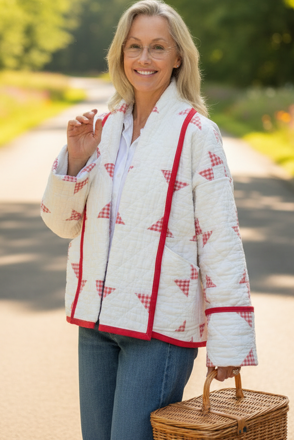 Quilt Jacket  “picnic kisses “
