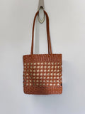 Leather open-weave shoulder bag