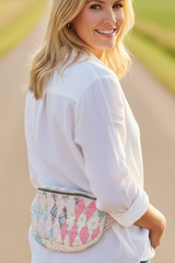 Vintage quilt Crossbody bag- fanny pack -diamond daze