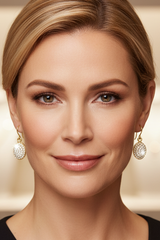 18k oval diamond Gold drop earrings, NEW SHAPE