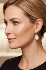 18k oval diamond Gold drop earrings, NEW SHAPE