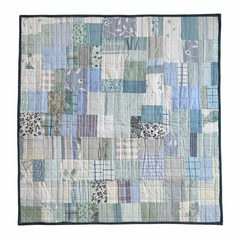 Baby Quilt - textile art-  sage confetti-